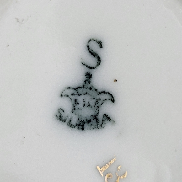 Vintage Silesia Porcelain Umbrella Edge Trinket Dish Bowl with Pink Roses Gilt - Picture 6 of 15